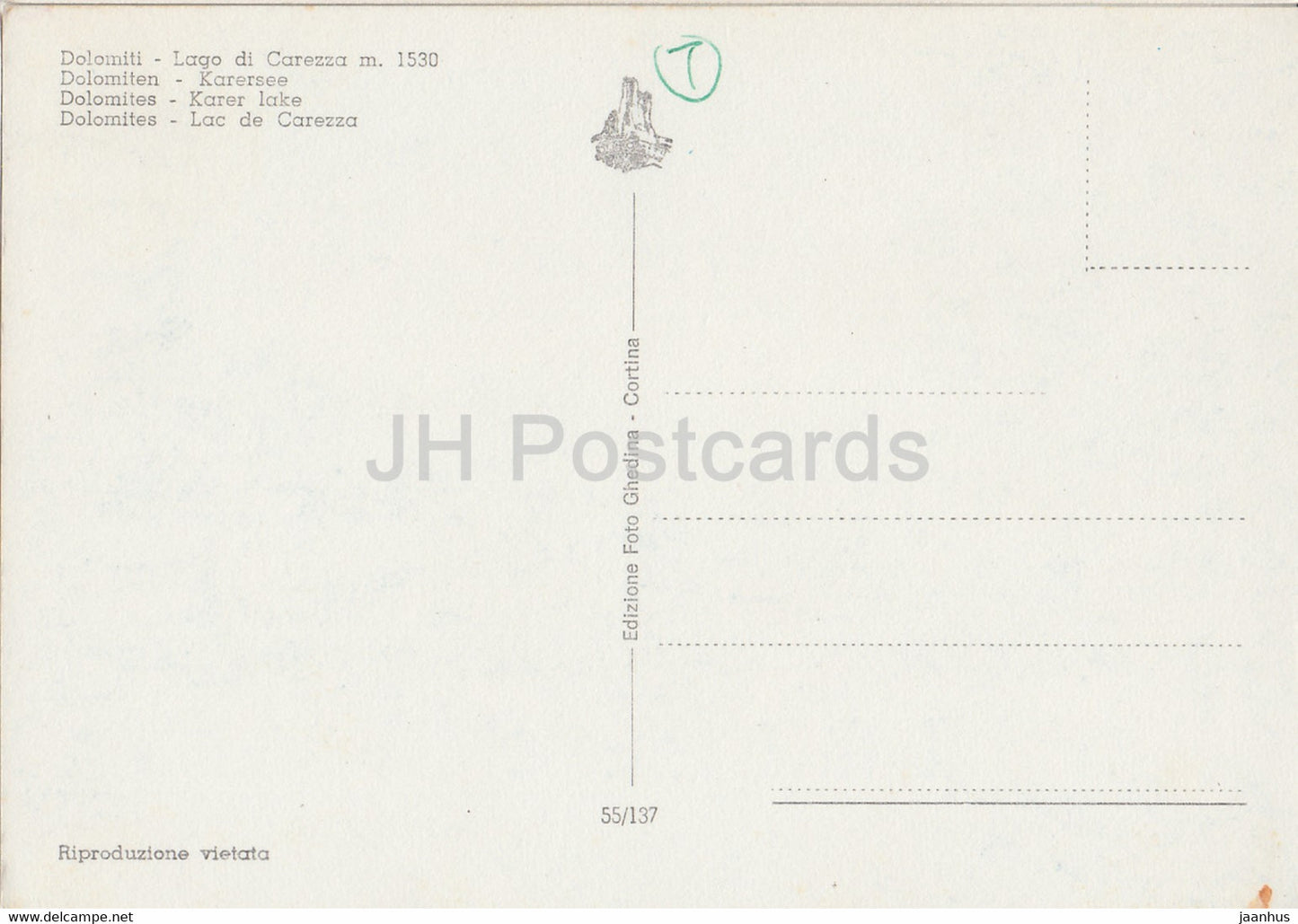 Dolomiti - Lago di Carezza 1530 m - Italy - unused