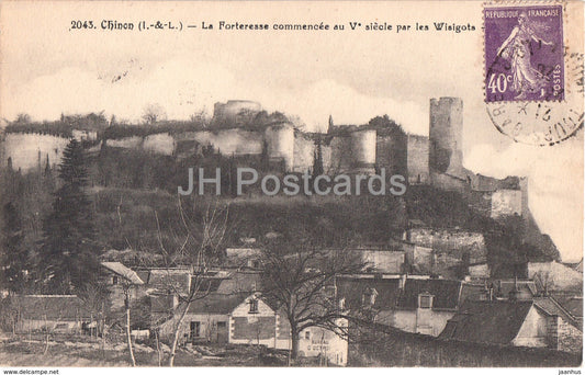 Chinon - La Forteresse commencee au V siecle par les Wisigots - fortress - 2043 - old postcard - 1928 - France - used