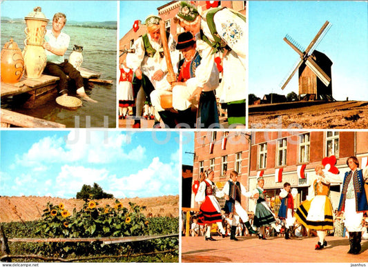 Kaszuby - Zespol ludowy Kaszuby z Katuz - folk costumes - folk dance - windmill - 1 - multiview - Poland - unused - JH Postcards