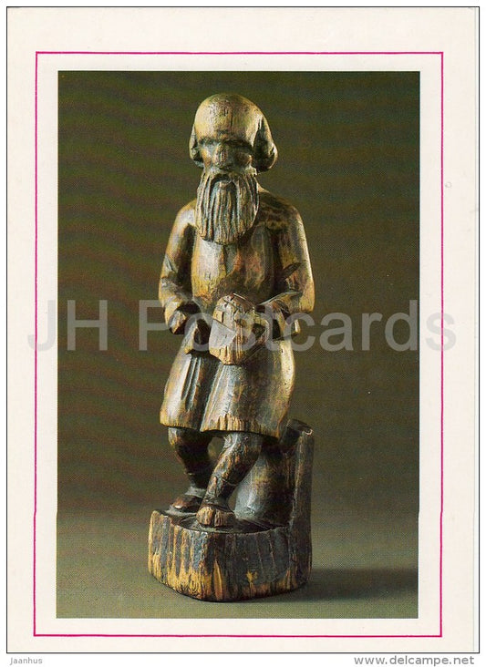 Carved Wooden Figure of a Peasant , 1840s - Russian Folk Toy - 1988 - Russia USSR - unused - JH Postcards