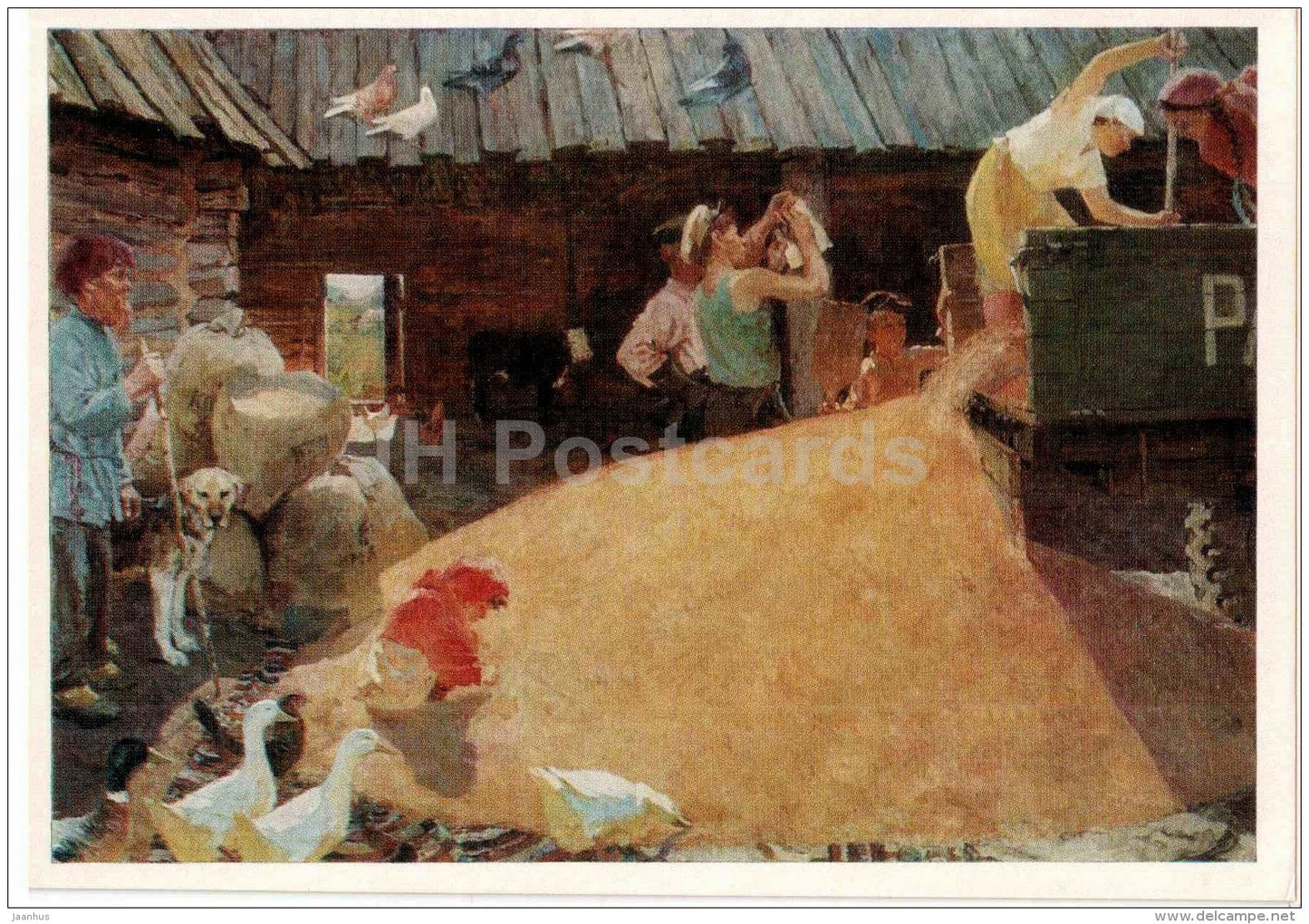 Portrait of A. Plastov - August month of Kolkhoz workers , 1957 - corn - dog - Russian art - 1978 - Russia USSR - unused - JH Postcards