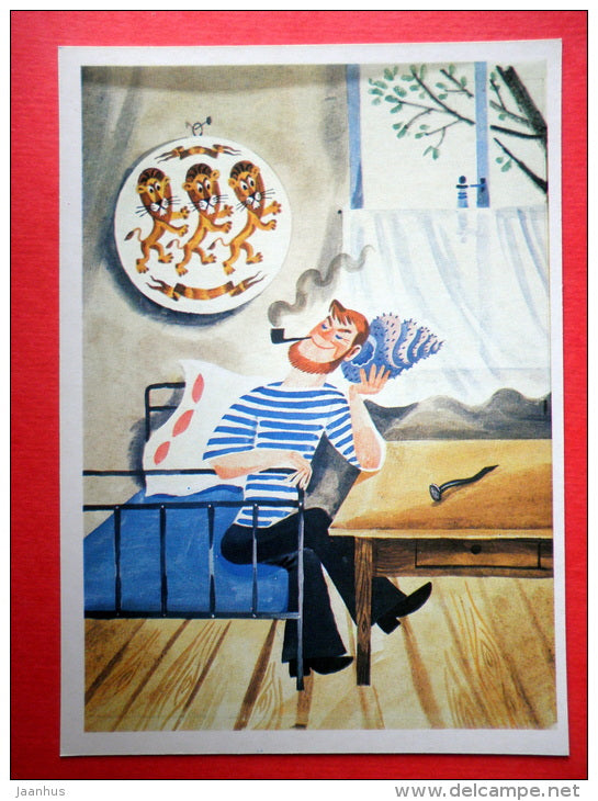 illustration by M. Belomlinsky - Sailor named Steamer by S. Saharnov - 1984 - Russia USSR - unused - JH Postcards