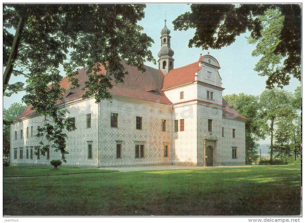 castle - The building is distinguished by rich sgraffito decoration  Doudleby nad Orlici - Czechoslovakia - Czech - JH Postcards