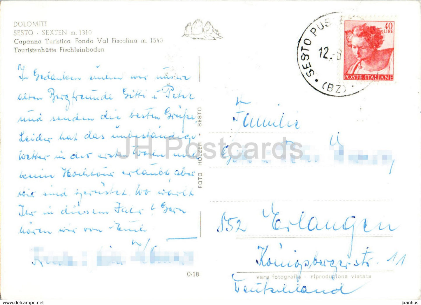 Dolomiti - Sesto Sexten - Capanna Turistica Fondo Val Fiscalina - Fischleinboden - Italy - used