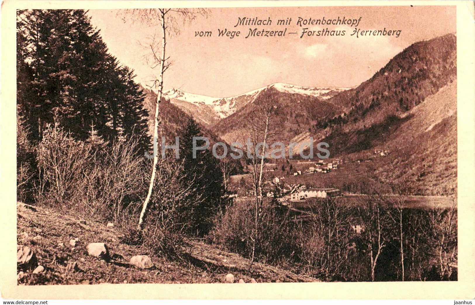 Mittlach mit Rotenbachkopf vom Wege Metzeral - Forsthaus Herrenberg - old postcard - 1925 - France - used - JH Postcards