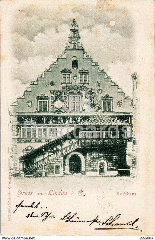Gruss aus Lindau i B - Rathaus - town hall - 2522 - old postcard - 1904 - Germany - used - JH Postcards