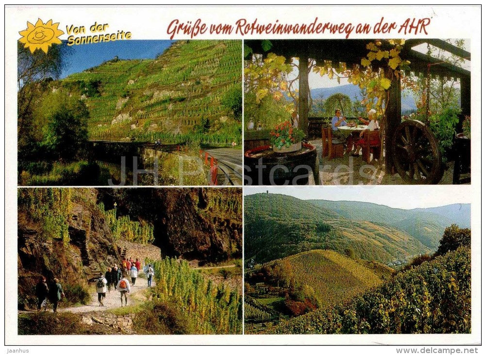 Grüsse vom Rotweinwanderweg an der AHR - mountains - A 126 - Germany - 2009 gelaufen - JH Postcards