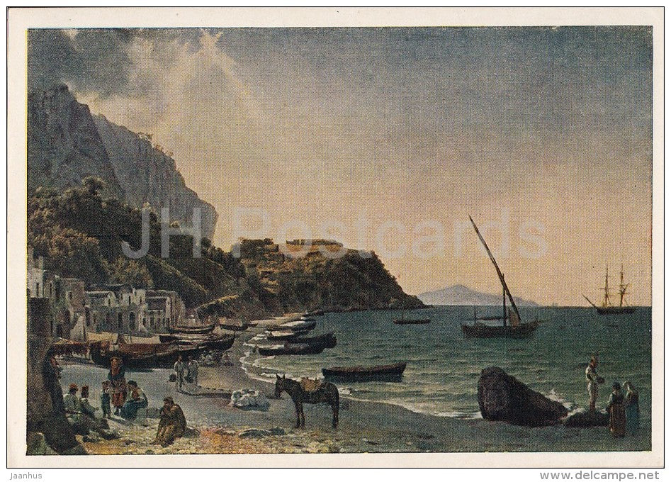 painting by S. Shchedrin - Great harbor in Sorrento - Russian art - 1955 - Russia USSR - unused - JH Postcards