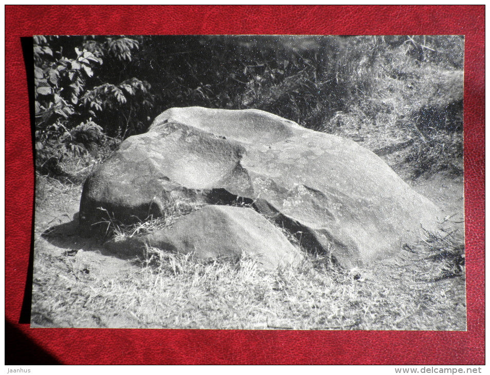 sacrificial stone near Helme 1 - 1964 - Estonia USSR - used - JH Postcards