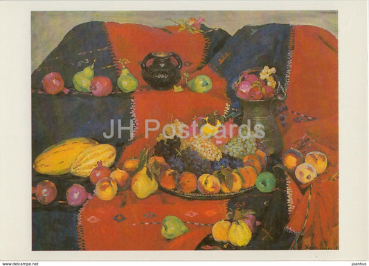 painting by Mariam Aslamazian - Armenian Still Life - Armenian art - 1987 - Russia USSR - unused