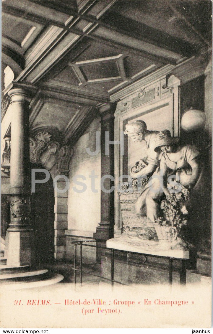 Reims - Hotel de Ville - Groupe - En Champagne - par Peynot - 91 - old postcard - France - unused - JH Postcards