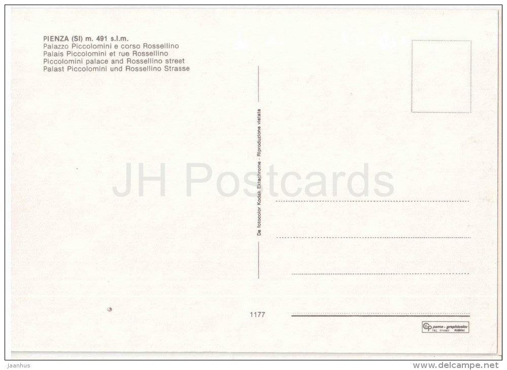 Palazzo Piccolomini e Corso Rossellino - palace , street - Pienza - Pisa - Toscana - 1177 - Italia - Italy - unused - JH Postcards