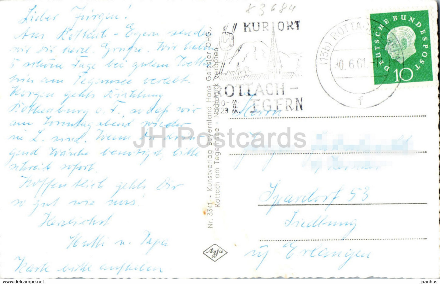 Tegernseer Tal - Bad Wiessee - Rottach Egern - Baumgarten - Brecherspitz - old postcard - 1961 - Germany - used