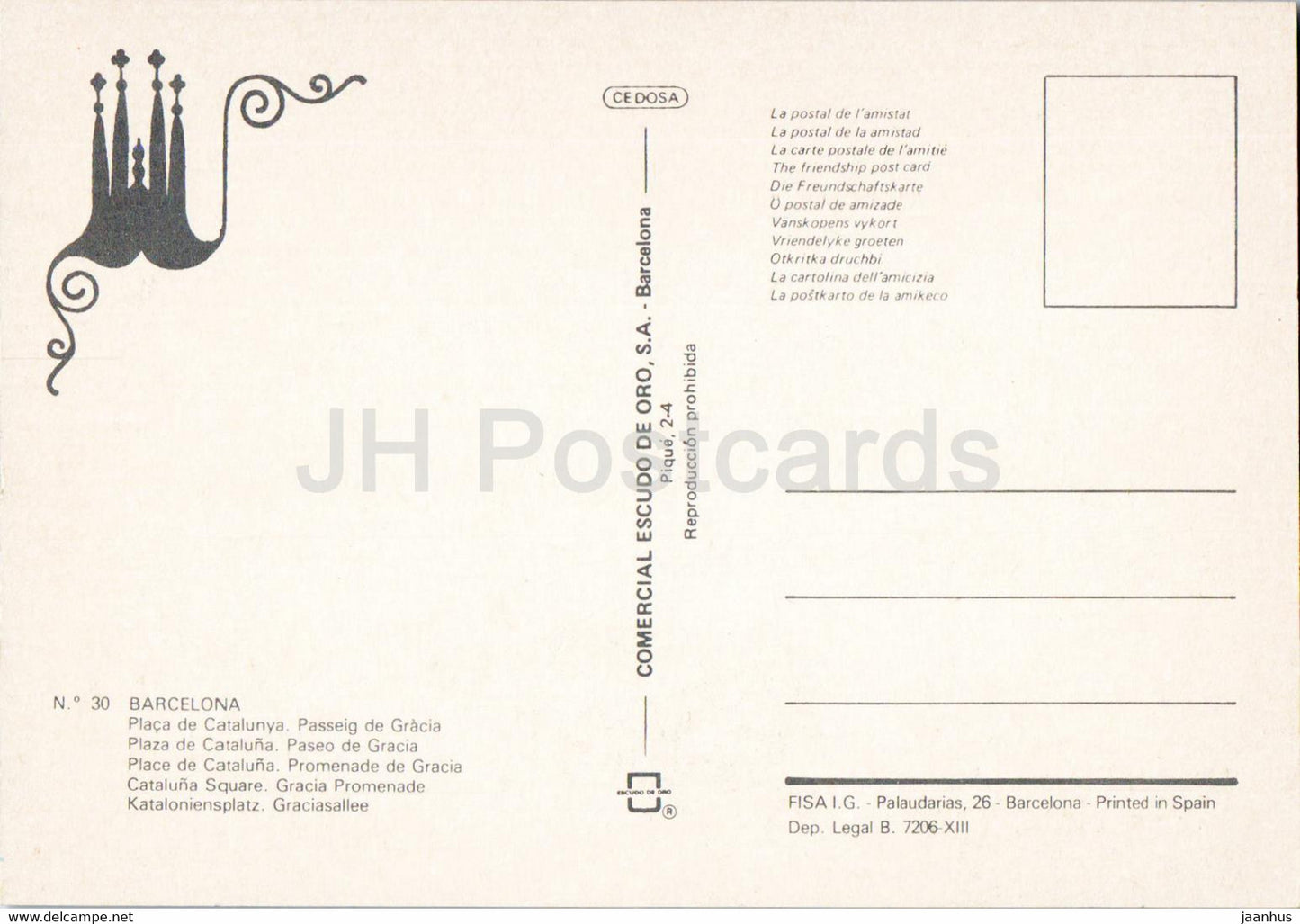 Barcelona - Placa de Catalunya - Passeig de Gracia - Platz - Promenade - 30 - Spanien - unbenutzt