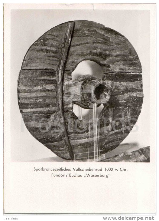 Spätbronzezeitliches Vollscheibenrad 1000v Chr , Fundort Buchau - archäologie - archaeology - Germany - 1969 gelaufen - JH Postcards