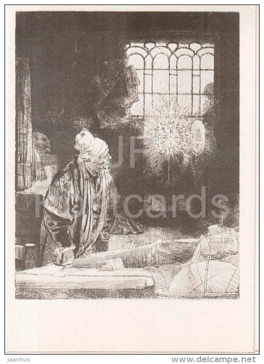 drawing by Rembrandt - Faust - dutch art - unused - JH Postcards