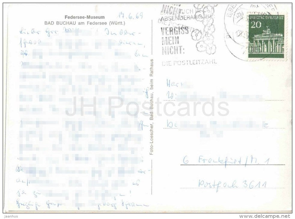 Spätbronzezeitliches Vollscheibenrad 1000v Chr , Fundort Buchau - archäologie - archaeology - Germany - 1969 gelaufen - JH Postcards