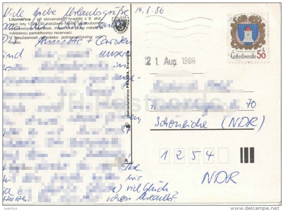 Litomerice - town views - Czechoslovakia - Czech - used 1986 - JH Postcards
