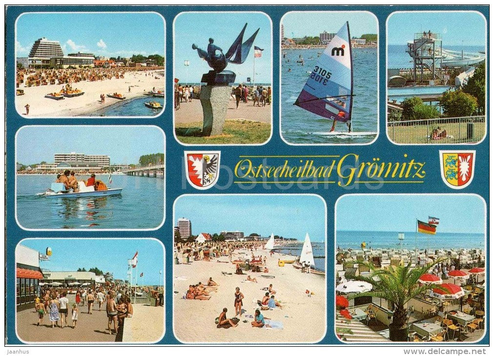 Ostseeheilbad Grömitz - Das Bad an der Sonnenseite - strand - beach - Germany - 1991 gelaufen - JH Postcards