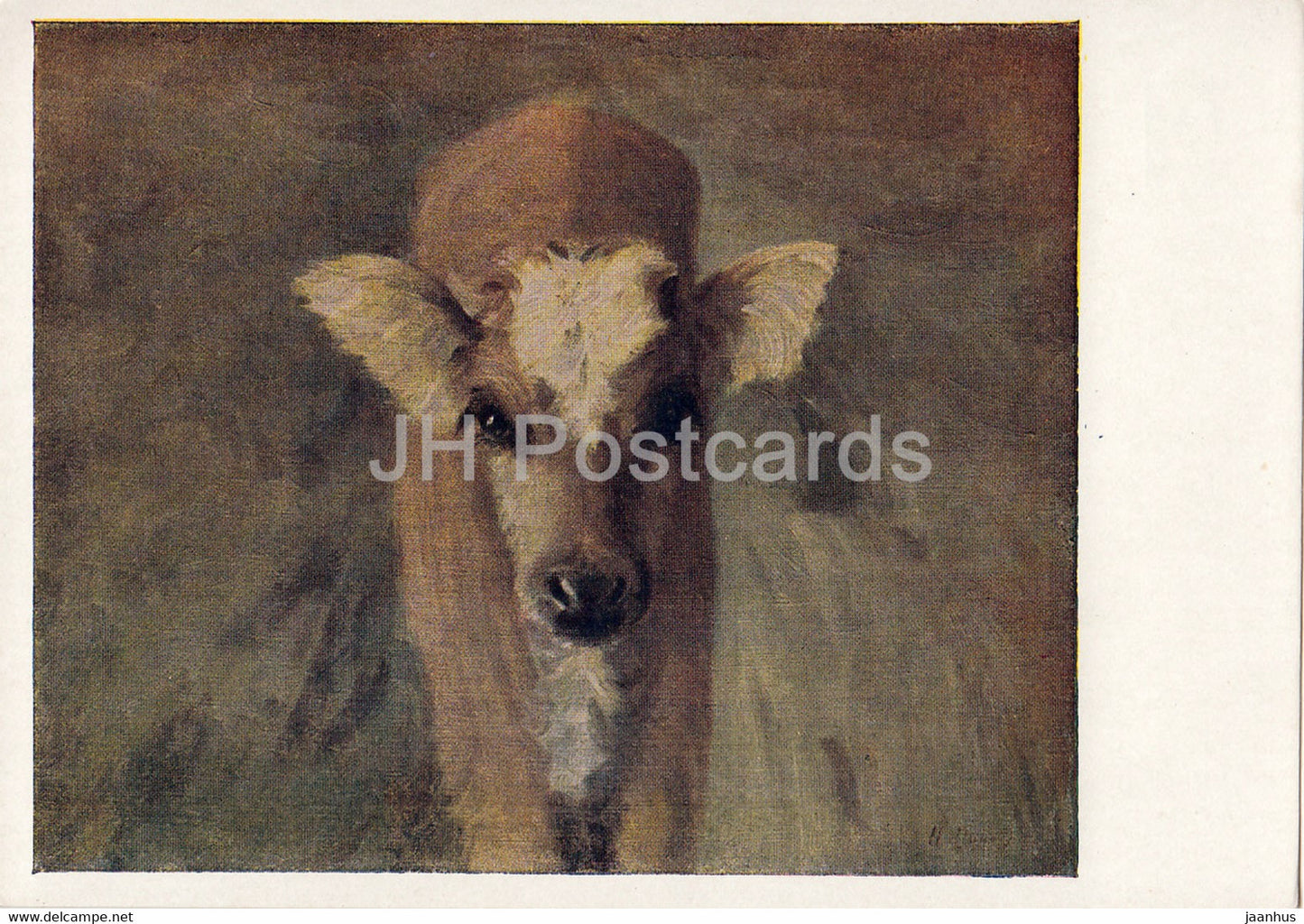 painting by I. Popov - Calf - Yakutia Sakha Russian art - 1958 - Russia USSR - unused - JH Postcards