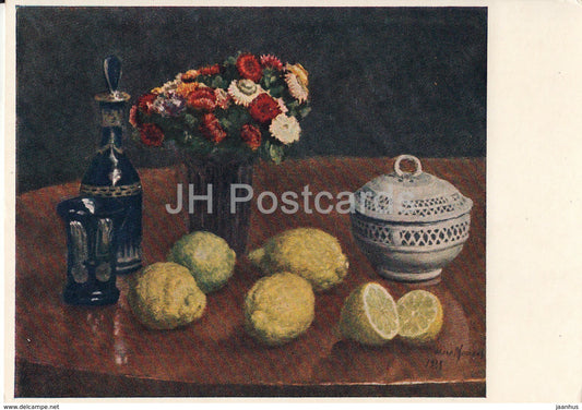 painting by I. Mashkov - Lemons and immortelles - Russian art - 1956 - Russia USSR - unused - JH Postcards
