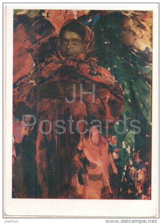 painting by F. Malyavin - Two Girls - russian art - unused - JH Postcards