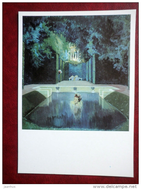 painting by A. Benois , The Bath of Marquise , 1906 - russian art - unused - JH Postcards