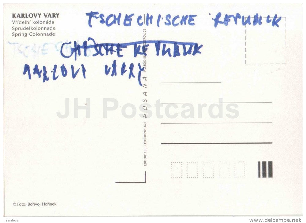 Karlovy Vary - Karlsbad - Spring Colonnade - Czech - used - JH Postcards