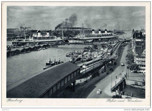 Hamburg - Hafen und Vorsetzen - Port - Harbour - ship - 9477 - Germany - nicht gelaufen - JH Postcards