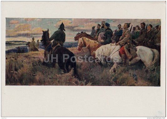 illustration by V. Shatalin - soldiers - horses - Red Army - Songs of Civil War - 1962 - Russia USSR - unused - JH Postcards