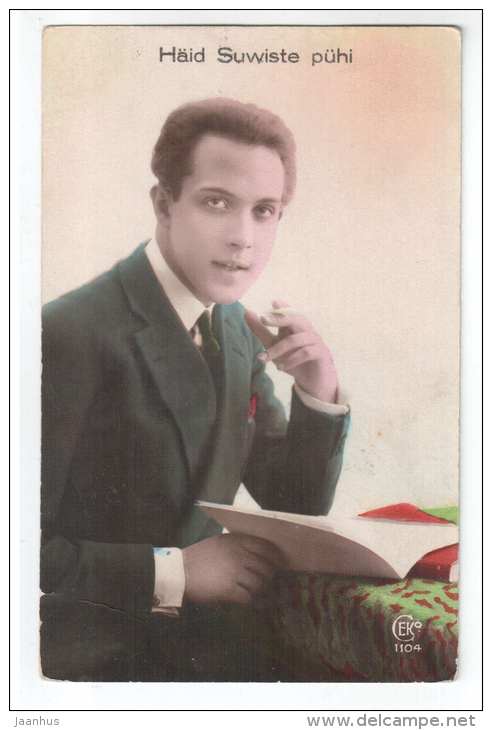 Pentecost Greeting Card - Gentleman - book - CEKO 1104 - old postcard - circulated in Estonia 1930 Tallinn - used - JH Postcards