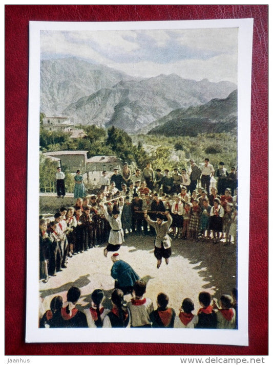 school holiday - dance - pioneers - 1957 - Armenia USSR - unused - JH Postcards
