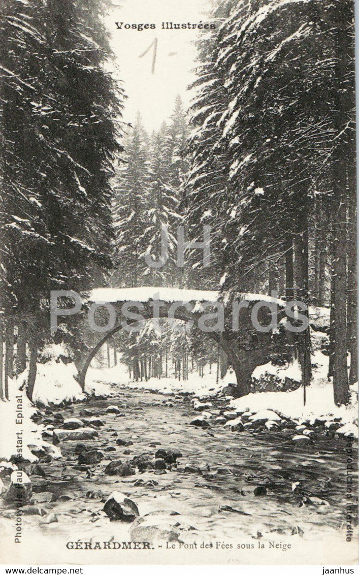 Gerardmer - Le Pont des Fees sous la Neige - Vosges illustrees - old postcard - France - unused - JH Postcards
