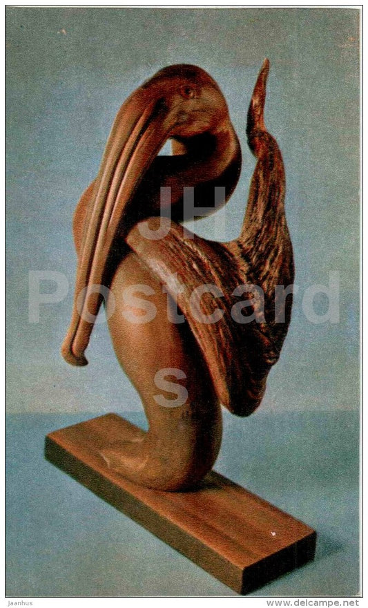 Very Proud - bird - Nature and Fantasy - wooden figures - 1969 - Russia USSR - unused - JH Postcards