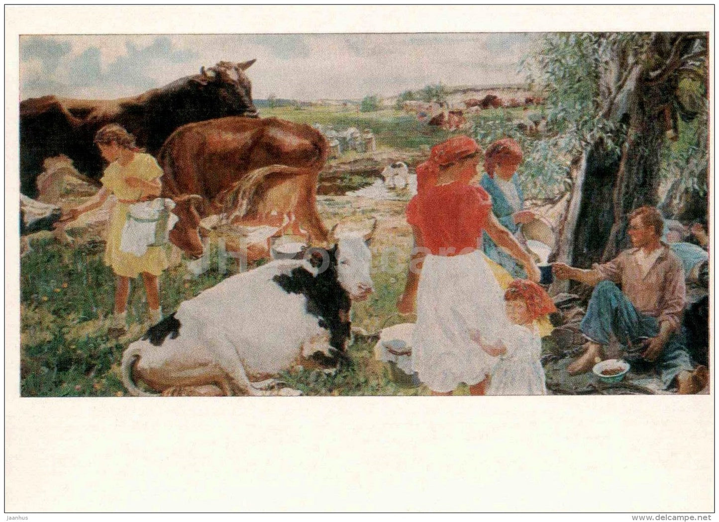 Portrait of A. Plastov - Summer , 1959-60 - cow - Soviet Countryside - Russian art - 1978 - Russia USSR - unused - JH Postcards