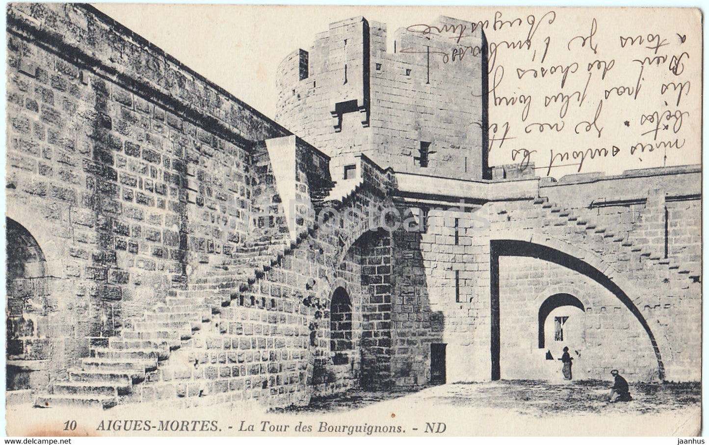 Aigues Mortes - La Tour des Bourguignons - 10 - old postcard - 1924 - France - used - JH Postcards
