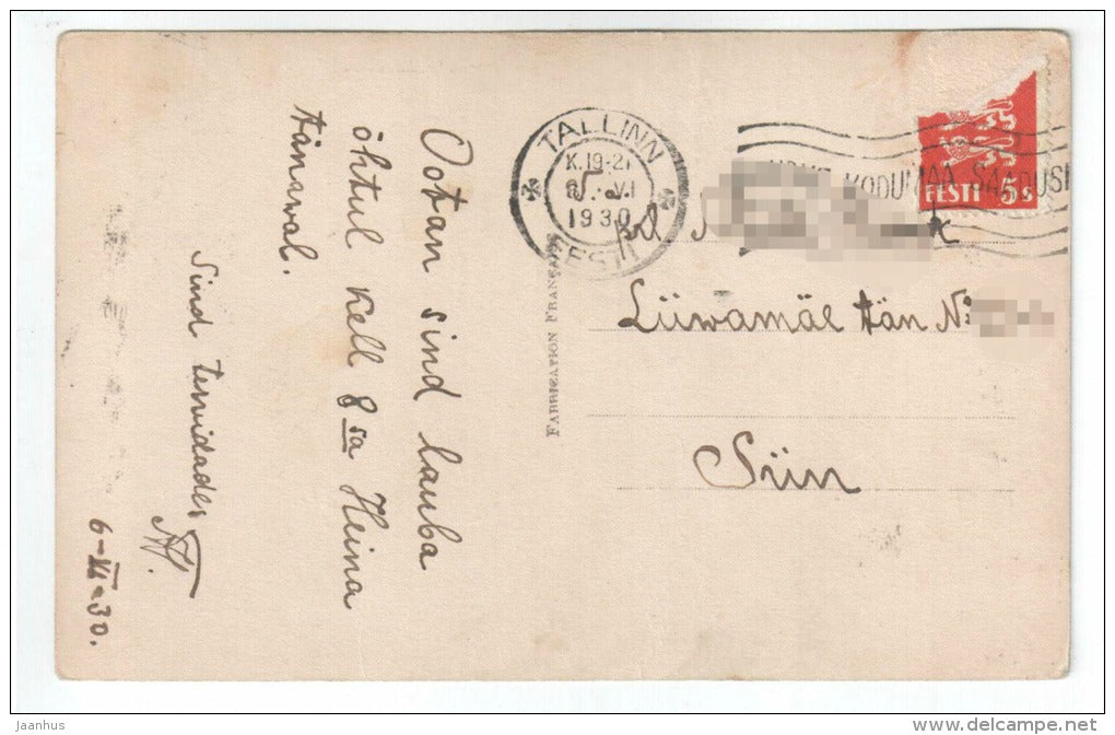 Pentecost Greeting Card - Gentleman - book - CEKO 1104 - old postcard - circulated in Estonia 1930 Tallinn - used - JH Postcards