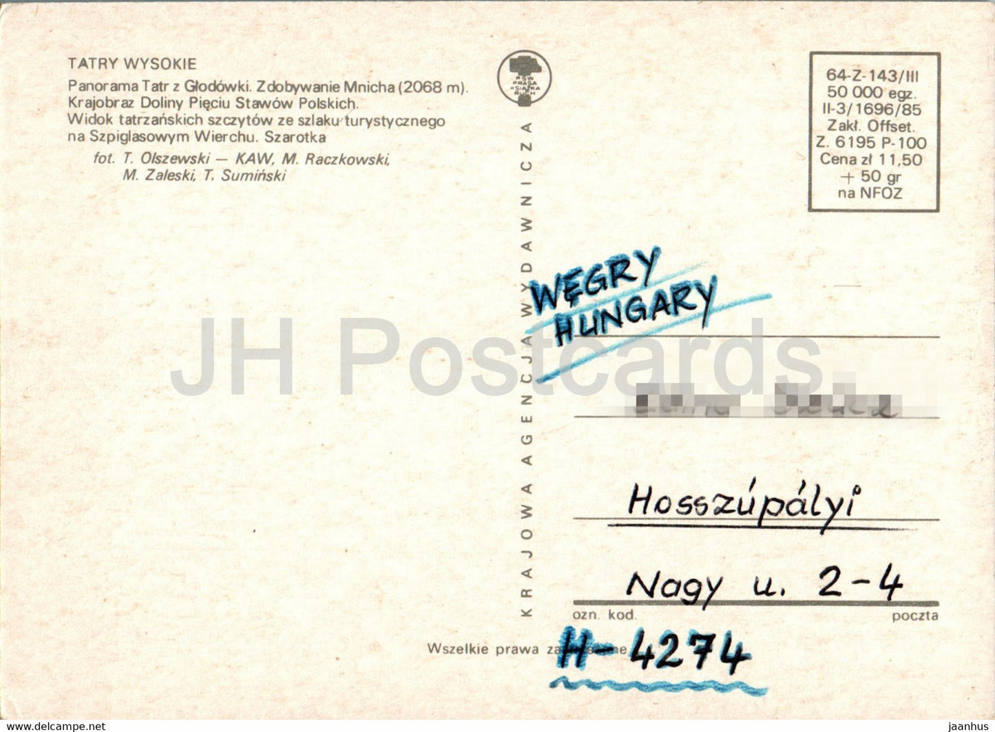 Tatry Wysokie - High Tatras - Zdobywanie Mnicha - multiview - Poland - used