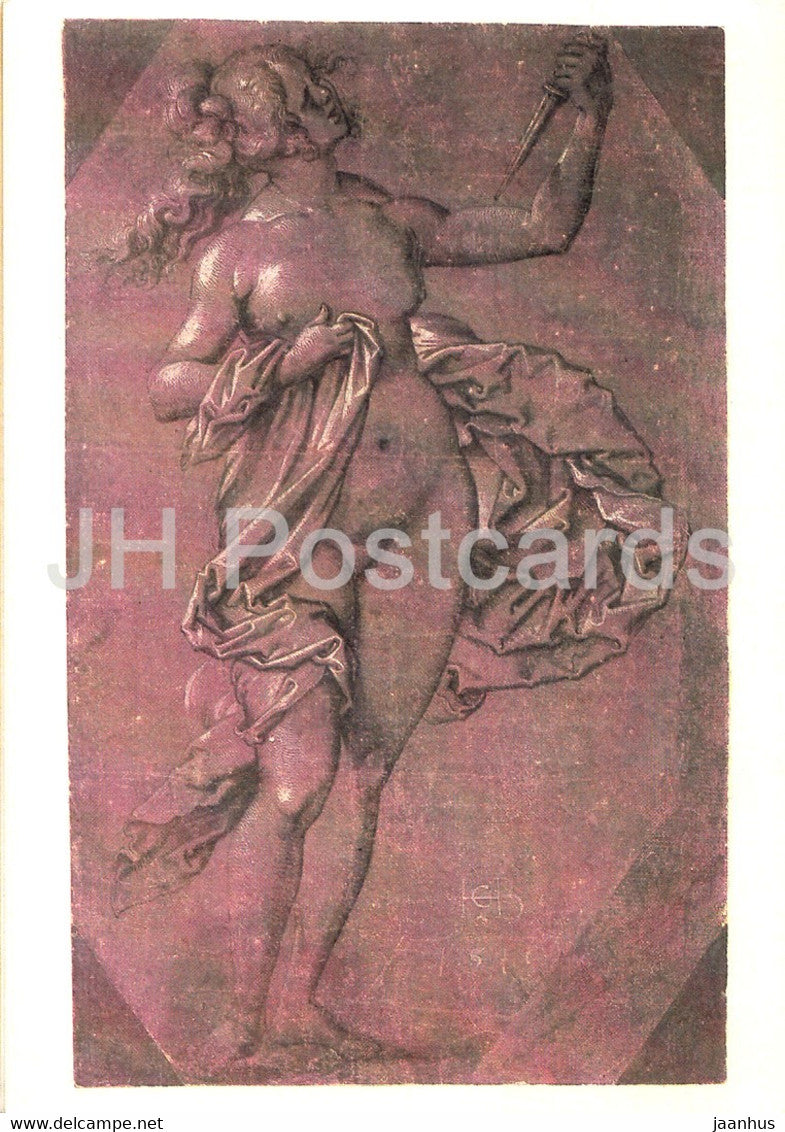 painting by Joseph Hans Baldung Grien - Lucretia - naked - nude - German art - 1987 - Germany - used - JH Postcards