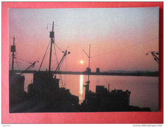 The Port - Sunset - ship - Nesebar - Bulgaria - unused - JH Postcards