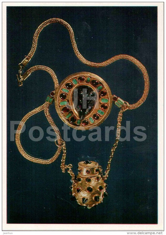 chain with an Amulet - Unguentarium - archaeology - Ancient Jewellery Ornaments - 1978 - Russia USSR - unused - JH Postcards