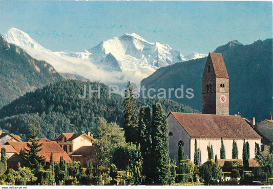 Interlaken - Kirche - Unterseen mit Monch und Jungfrau - 8071 - Switzerland - unused - JH Postcards
