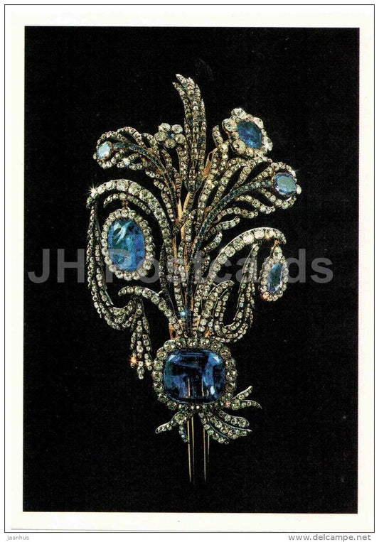 Egret , 1800s - gold - silver - sapphires - Diamond Fund - Moscow - 1991 - Russia USSR - unused - JH Postcards