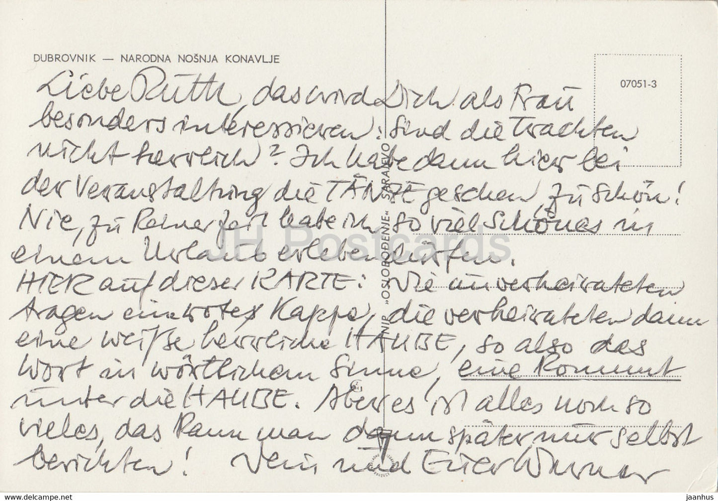 Dubrovnik - Narodna Nosnja Konavlje - Konavle - Kroatische Volkstrachten - Kroatien - Jugoslawien - gebraucht
