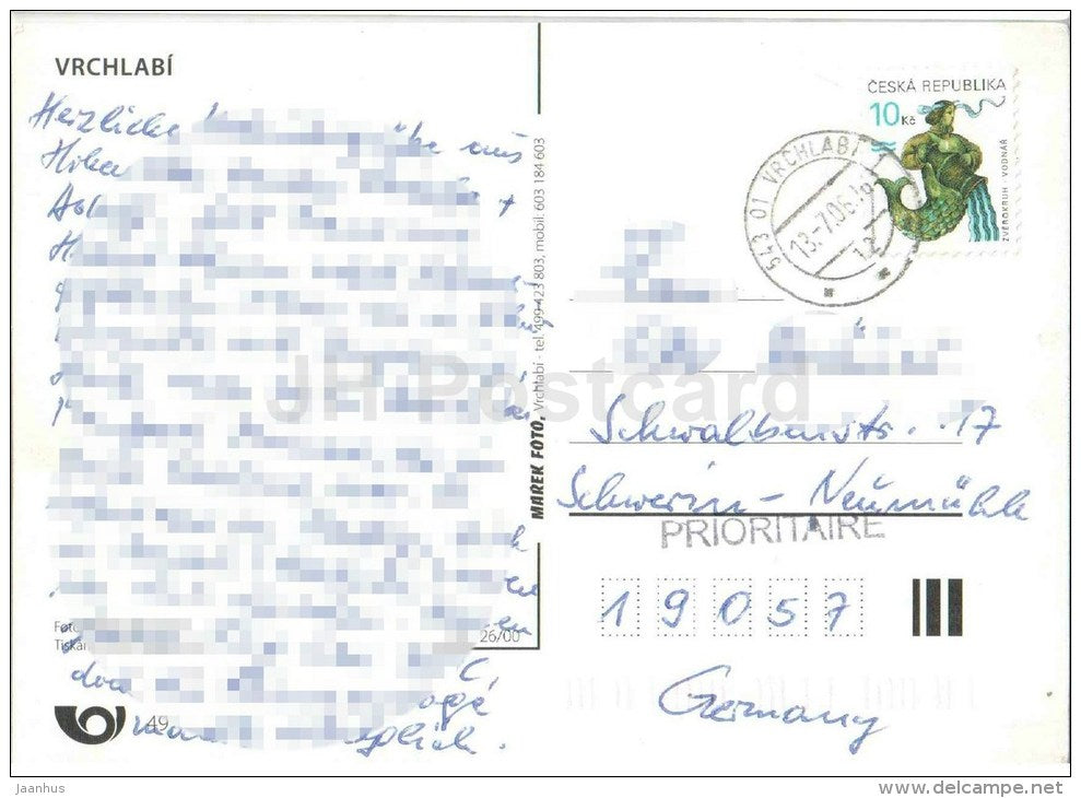 Vrchlabi - architecture - Czech Republic - used 2008 - JH Postcards