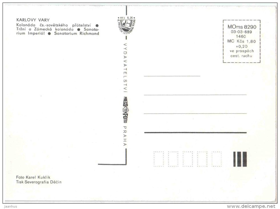 colonnade of Czech-Soviet Friendship - Market colonnade - Karlovy Vary - Karlsbad - Czechoslovakia - Czech - unused - JH Postcards