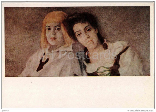 painting by M. Vrubel - Portrait actresses - theatre - russian art - unused - JH Postcards