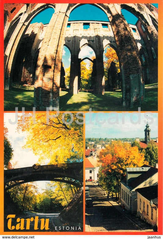 Tartu - Ruins of the Dome Cathedral - Devils Bridge - View from Angels Bridge - Estonia - unused - JH Postcards