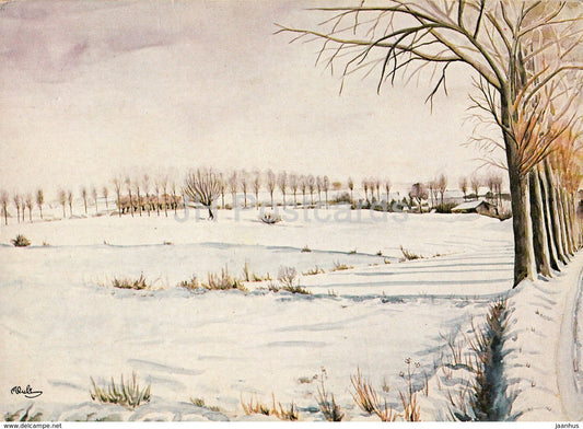 illustration by Madeleine d'Oultremont Hiver a Nouvelles - 1983 - Belgium - used - JH Postcards
