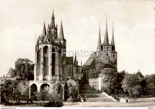 Erfurt - Dom u Severikirche - cathedral - old postcard - Germany DDR - unused - JH Postcards